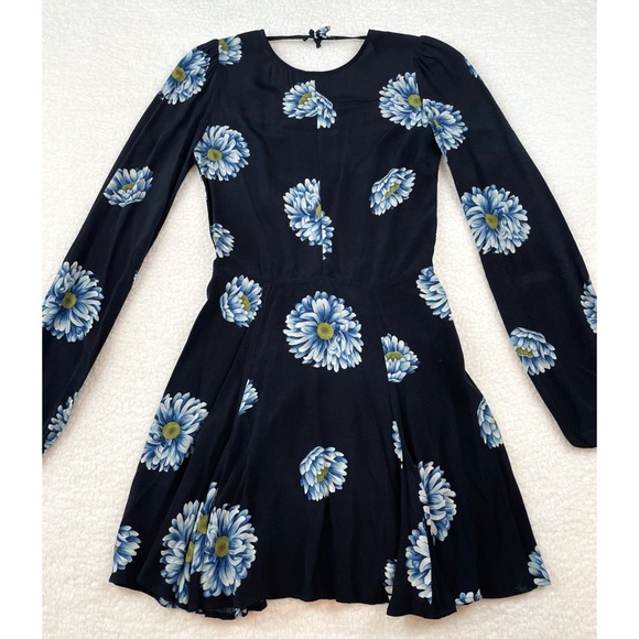 (VTG) REFORMATION • Floral Open-Back Long Sleeve Mini Dress - Picture 11 of 16